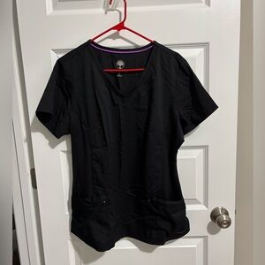 Healing Hands Black V-Neck Scrub Top